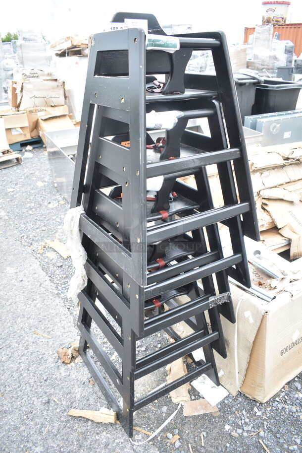 5 BRAND NEW SCRATCH AND DENT! Lancaster Table & Seating 164WHCASBK Standard Height Wooden High Chair with Black Finish - Assembled. See Pictures for Damgage. 5 Times Your Bid! - Image 2 of 5