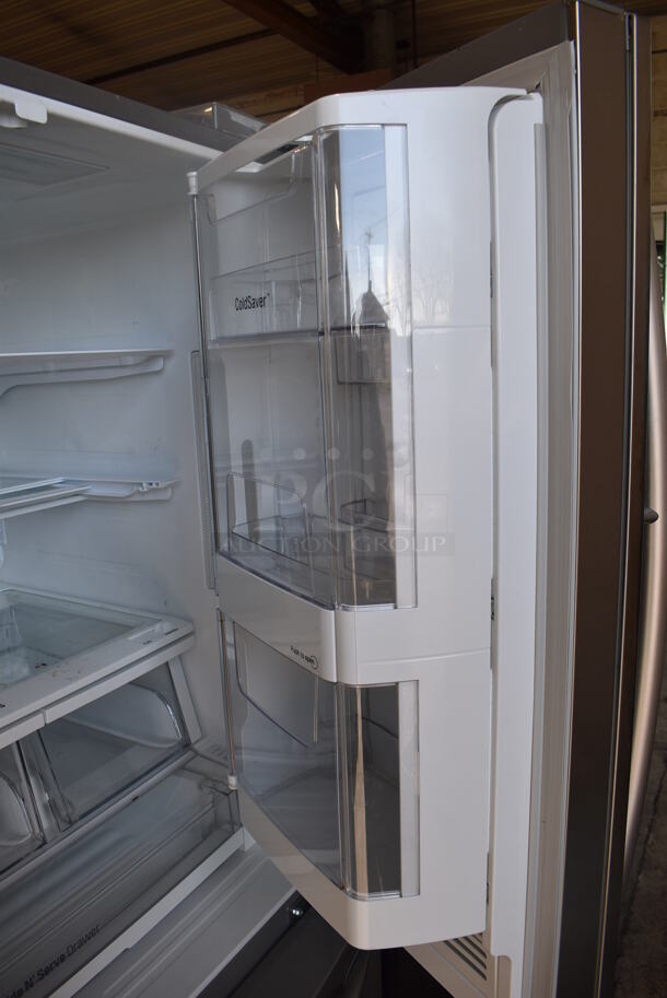 LG French Style Metal Cooler Freezer Combo Unit. 36x30x70. Tested and Powers On But Does Not Get Cold - Image 6 of 9