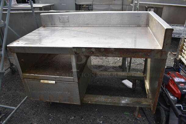 Stainless Steel Table w/ Back Splash and Drawer. 52x28x42