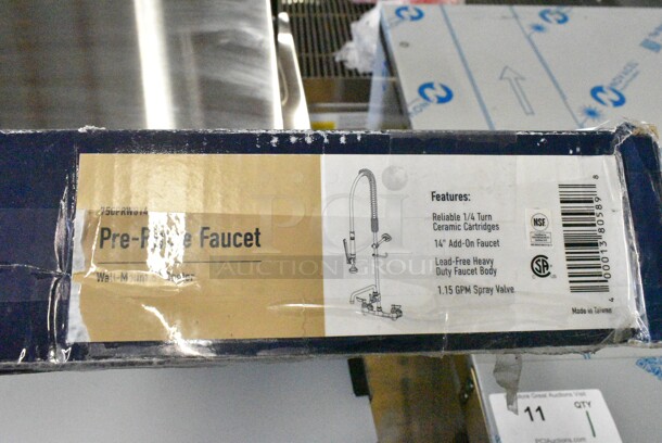 BRAND NEW SCRATCH AND DENT! Waterloo 750PRW814 1.15 GPM Wall-Mounted Pre-Rinse Faucet with 8" Centers and 14" Add-On Faucet - Image 4 of 4