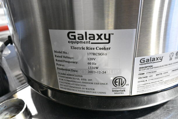 BRAND NEW SCRATCH AND DENT! Galaxy 177RCSG60 Stainless Steel 60 Cup (30 Cup Raw) Electric Rice Cooker / Warmer. 120 Volts, 1 Phase. Tested and Working! - Image 8 of 9