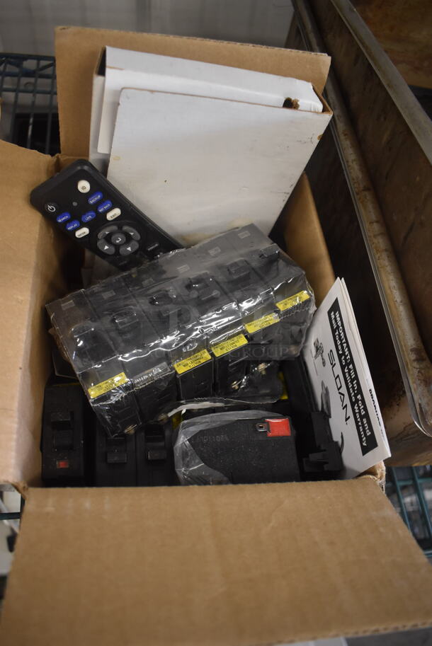 ALL ONE MONEY! Tier Lot Including Basket of Utensils, Stainless Steel Full Size Steam Table Pans and Box of Various Items Including New Breakers and More! - Image 4 of 4