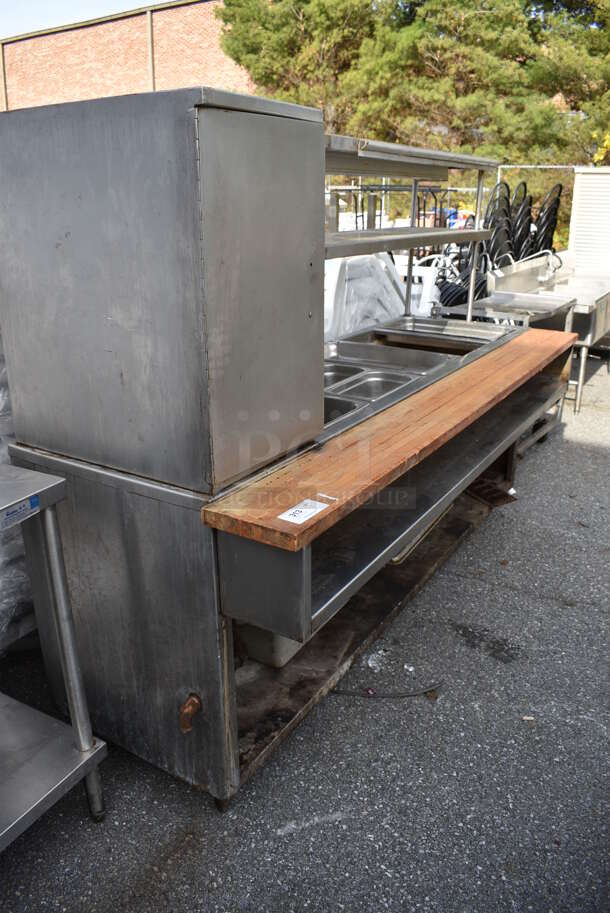 Stainless Steel Commercial Steam Table w/ Cutting Board, Cabinet, 2 Over Shelves and Under Shelf. 90x32x64 - Image 6 of 6