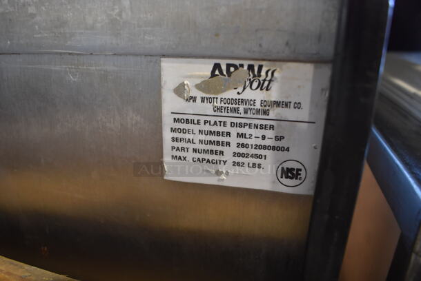 APW Wyott ML2-9-5P Stainless Steel Commercial 2 Well Plate Dispenser w/ 9" Plates on Commercial Casters. 15.5x301x42 - Image 6 of 6