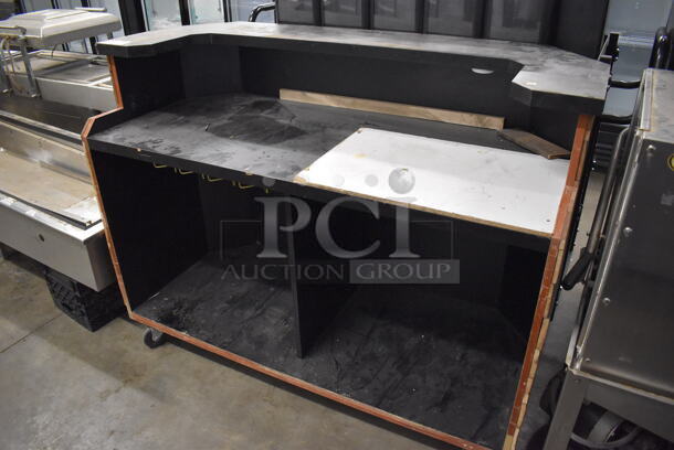 Wood Pattern Portable Bar on Commercial Casters. 61x29x48 - Image 7 of 10