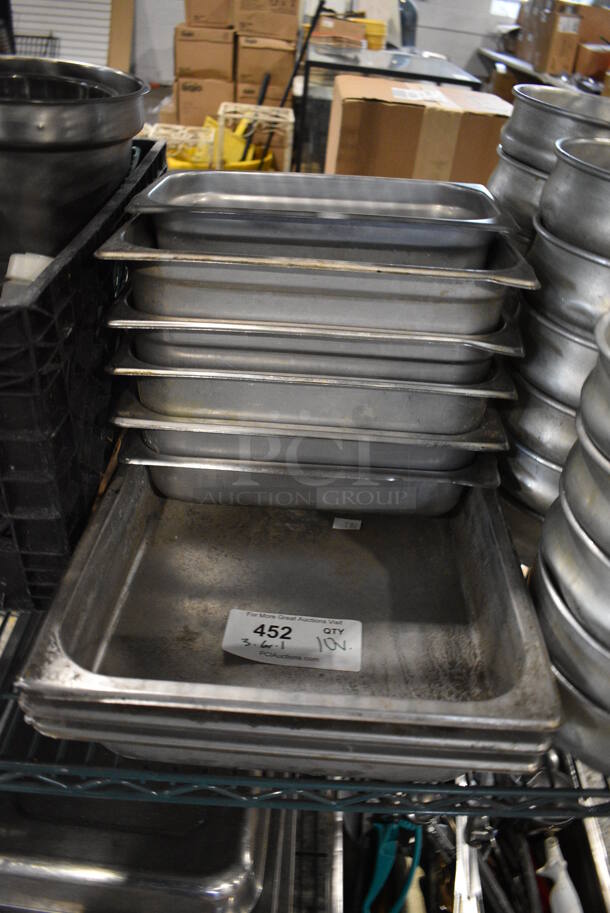 10 Various Stainless Steel Drop In Bins. Includes 1/1x2. 10 Times Your Bid!