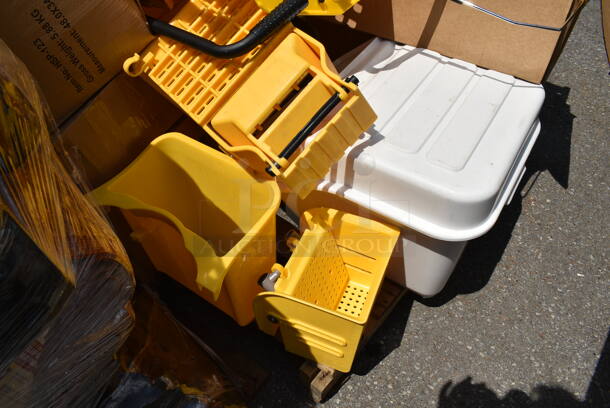 PALLET LOT of Various BRAND NEW! Poly Items Including Mop Buckets, Wringing Attachments and White Bin.  - Image 2 of 8