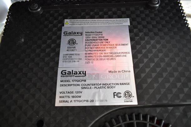 BRAND NEW SCRATCH AND DENT! Galaxy 177GIC18 Countertop Induction Range / Cooker. 120 Volts, 1 Phase.  - Image 2 of 4