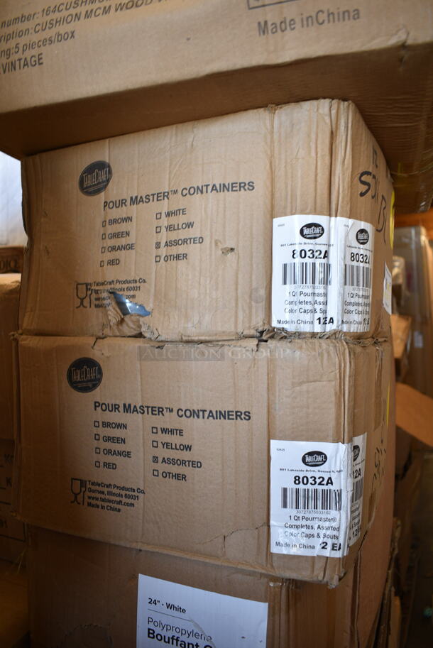 PALLET LOT of 31 BRAND NEW Boxes Including 2 Box PP883-BK Ecopax Hinge Containers, 2 Box 50010W Choice 10 oz. White Poly Paper Hot Cup - 1000/Case, 129MCR50B Choice 43 oz. Black Round Microwavable Heavy Weight Container with Lid 9" - 150/Case, 500CC20HD 20 oz. Plastic Cold Cup - 600/Case, 2 Box 129MCS28B Choice 28 oz. Black Rectangular Microwavable Heavy Weight Container with Lid 8 3/4" x 6 1/4" x 1 3/4" - 150/Case, 128HD8COMBO ChoiceHD 8 oz. Microwavable Translucent Plastic Deli Container and Lid Combo Pack - 240/Case, 164CUSHMCMVN Lancaster Table & Seating Vintage Wood Seat for Mid-Century Chairs and Barstools, 2 Box Tablecraft 8032A PourMaster Complete 1 Qt. White Pour Bottle Kit with Assorted Color Spouts and Caps - 12/Pack, Choice 24" White Disposable Polypropylene Bouffant Cap - 100/Pack, 50020W Choice 20 oz. White Poly Paper Hot Cup - 600/Case, 600SOS1236 Regency Stainless Steel Single Deck Overshelf - 12" x 36" x 19 1/4", 5 Box 4331824PEA Choice 18" x 24" Pink / Peach Butcher Paper Sheets - 1000/Case, 12" Corrugated White Circles, 3698239413 Frymaster 8239413 20 3/8" x 28" Stainless Steel Fryer Cover for MJ1CF and MJCF Series, 795PTOBK8 Choice Black Microwavable Folded Paper #8 Take-Out Container 6" x 4 3/4" x 2 1/2" - 300/Case, 303BWREB16 Acopa 16 oz. Bright White Wide Rim Rolled Edge Rim Stoneware Soup and Pasta Bowl - 12/Case, 795PTOKFT3 Choice Kraft Microwavable Folded Paper #3 Take-Out Container 7 3/4" x 5 1/2" x 2 1/2" - 200/Case, 502404816CL Lavex 40-45 Gallon 16 Micron 40" x 48" High Density Janitorial Can Liner / Trash Bag - 250/Case. 31 Times Your Bid!  - Image 8 of 12