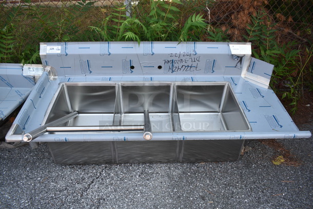 BRAND NEW! Advance Tabco DTC-3-1620-66L Stainless Steel 3 Bay Dishwasher Table. Bays 16x20x12 - Image 2 of 8