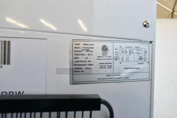 BRAND NEW SCRATCH AND DENT! Galaxy 177GDN5RBW Metal Commercial Single Door Reach In Cooler Merchandiser w/ Poly Coated Racks and Red, White, and Blue LED Lighting. 110-120 Volts, 1 Phase. Tested and Working! - Image 4 of 6