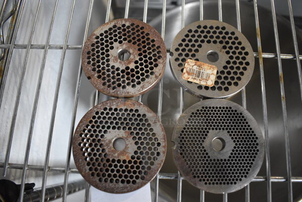 4 Metal Meat Grinder Plates. 3.25x3.25x0.5. 4 Times Your Bid! - Image 1 of 3