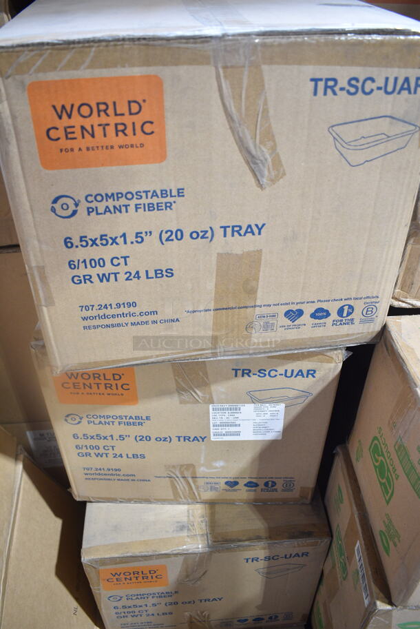 7 BRAND NEW Boxes of World Centric TR-SC-UAR 20 oz. No PFAS Added Compostable Fiber Container - 600/Case. 7 Times Your Bid!  - Image 3 of 4