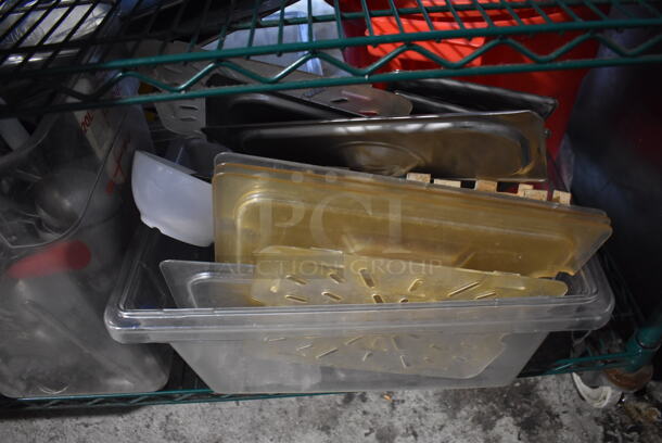 ALL ONE MONEY! Tier Lot of Various Items Including Poly Bins, Utensils and Ecolab Cleaning Jugs - Image 3 of 5
