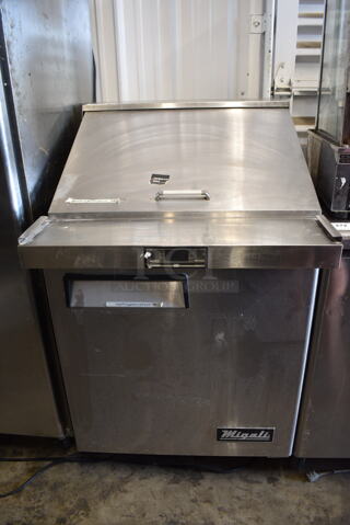 2018 Migali C-SP27-12BT-HC Stainless Steel Commercial Sandwich Salad Prep Table Bain Marie Mega Top. 115 Volts, 1 Phase. Cannot Test Due To Cut Power Cord
