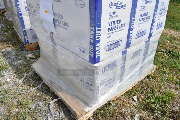 PALLET LOT of 12 BRAND NEW Boxes of AmerCare Royal CL16N Lid Kraft For 16 OZ Food Container 500/Case. 12 Times Your Bid!  - Image 3 of 5