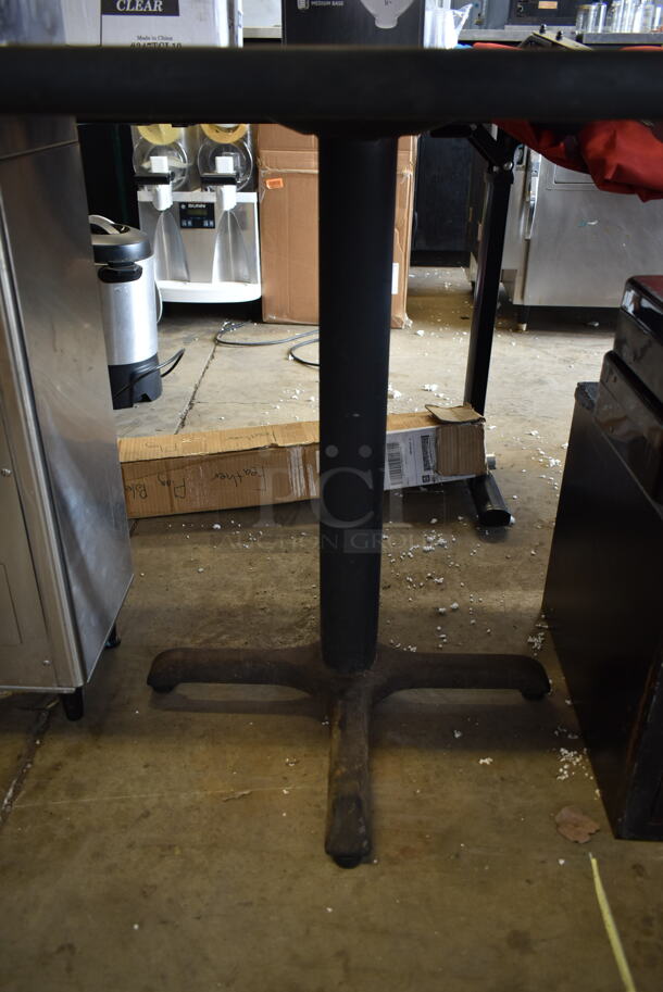 Brown Dining Height Table on Black Metal Table Base. - Image 3 of 3