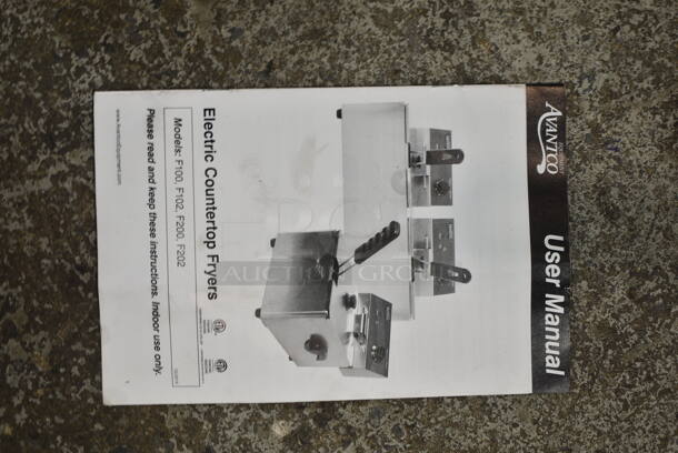 BRAND NEW SCRATCH AND DENT! 2023 Avantco 177F202 Stainless Steel Commercial Countertop Electric Powered 2 Bay Fryer w/ Lids and Metal Fry Baskets. 208-240 Volts, 1 Phase. Tested and Working!  - Image 6 of 7