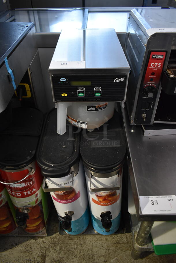 Curtis TCTS10600 Stainless Steel Commercial Countertop Iced Tea Machine w/ 2 Beverage Holder Dispensers and Poly Brew Basket.  - Image 1 of 7