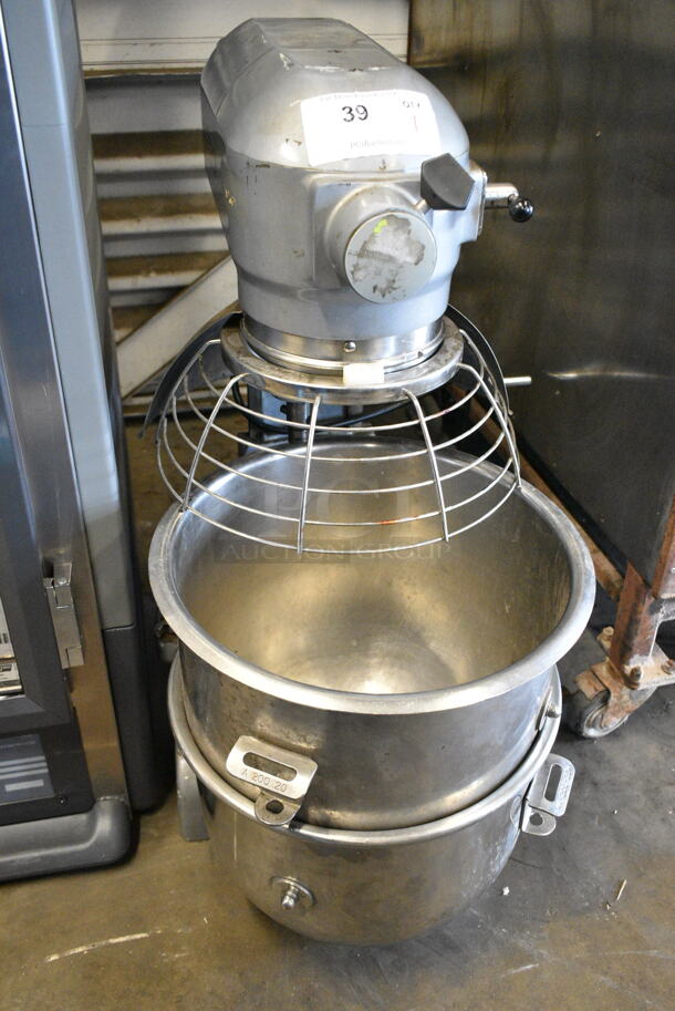 Hobart A-200T Metal Commercial Countertop 20 Quart Planetary Dough Mixer w/ 2 Metal Mixing Bowls and Bowl Guard. 115 Volts, 1 Phase. Tested and Working! - Image 1 of 7