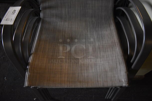 8 Metal Gray Outdoor Patio Chairs w/ Gray Seat and Arm Rests. BUYER MUST REMOVE. 22x24x36. 8 Times Your Bid! (Susquehanna Ale House) - Image 3 of 4