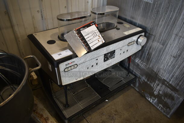 2018 Schaerer Barista Stainless Steel Commercial Countertop 2 Group Espresso Machine w/ 2 Steam Wands and 2 Hoppers. 208/240 Volts, 1 Phase. See Pictures For Cracked Control Panel. - Image 2 of 6