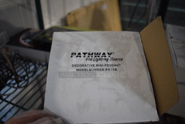 5 BRAND NEW IN BOX! Pathway Model RB1SB Black Metal Mini Pendant Lights. 5.5x5.5x5. 5 Times Your Bid! - Image 3 of 3