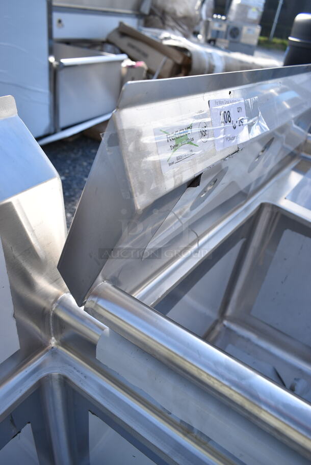 BRAND NEW SCRATCH AND DENT! Regency 600S1181818R 38 1/2" 16-Gauge Stainless Steel One Compartment Commercial Sink with Galvanized Legs and 1 Drainboard - 18" x 18" x 14" Bowl - Image 5 of 6