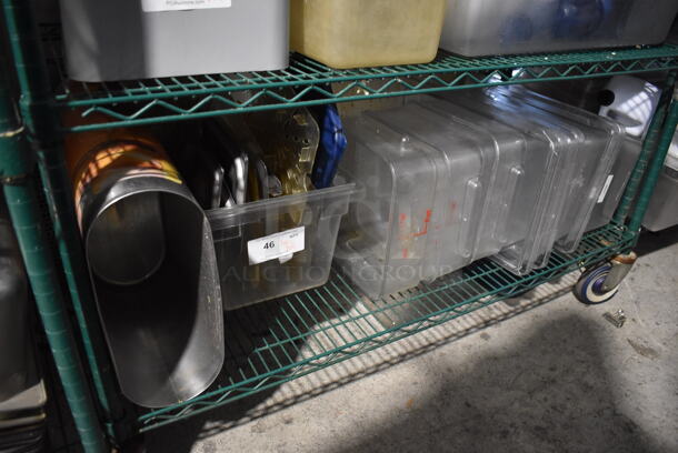 ALL ONE MONEY! Tier Lot of Various Items Including Poly Bins, Lids and Beverage Holder Dispenser  - Image 1 of 4