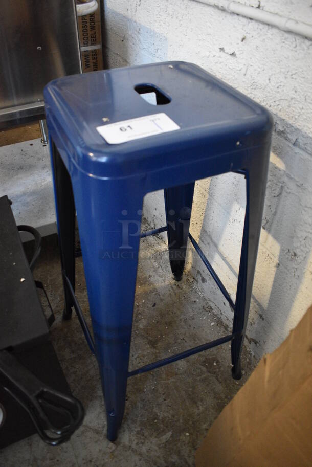 Blue Metal Tolix Style Bar Stool. 16x16x30