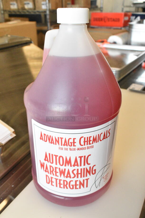 TIER LOT of BRAND NEW SCRATCH AND DENT! Jugs Including 999AUTODET1G Advantage Automatic Warewashing Detergent, Noble 999LOTEMPSAN1G Low Temp Sanitizer, Manitowoc Ice Machine Descaler, ConvoClean forte Cleaner,  Noble 147RESOLUTN Resolution Liquid Machine Detergent - Image 2 of 12