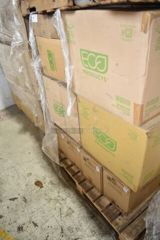 PALLET LOT of 20 BRAND NEW Boxes Including Eco Products EP-SH3-CPK Compostable Sushi Containers , F21013 Seal Top Poly Bags, Sabert 4409270D300 
Pulp 27 oz. Oval Burrito Bowl. 20 Times Your Bid! 