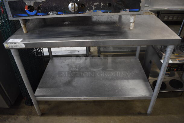 Stainless Steel Table w/ Edlund Can Opener Mount and Metal Under Shelf. 48x30x35