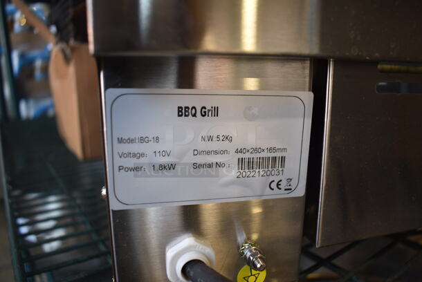 BRAND NEW! 2022 IBG-18 Stainless Steel Commercial Countertop BBQ Barbecue Grill. 110 Volts, 1 Phase. Tested and Working! - Image 6 of 8