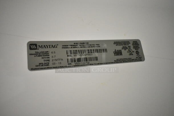 Maytag M1TXEGMYW01 Metal Cooler w/ Freezer. 115 Volts, 1 Phase. Tested and Working! - Image 7 of 7