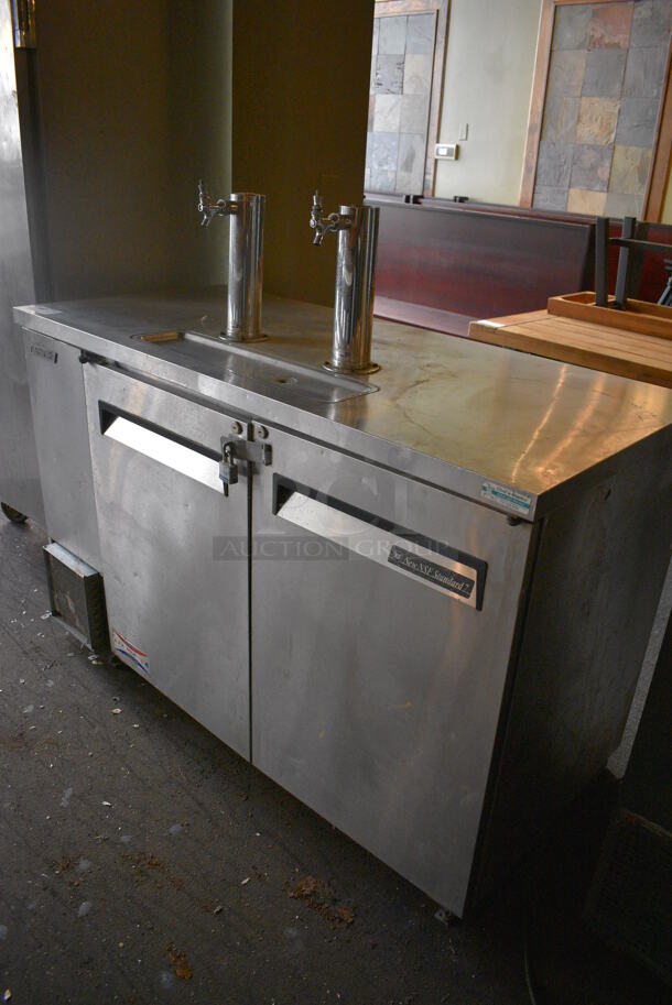Turbo Air Stainless Steel Commercial Direct Draw Kegerator w/ 2 Beer Towers. BUYER MUST REMOVE. 59x27x50. Item Was in Working Condition on Last Day of Business. (Susquehanna Ale House) - Image 2 of 5