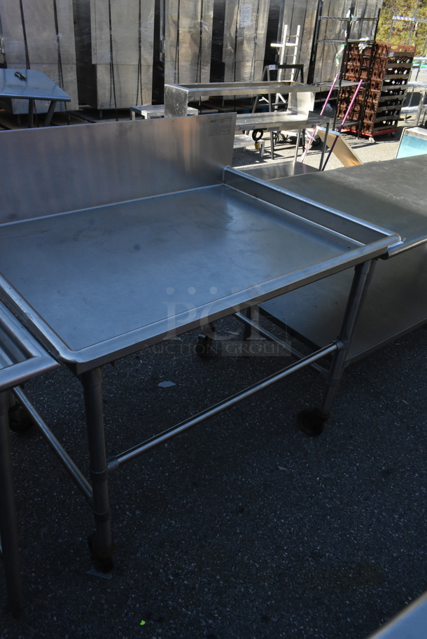 Eagle Stainless Steel Commercial Table w/ Back Splash on Commercial Casters. 