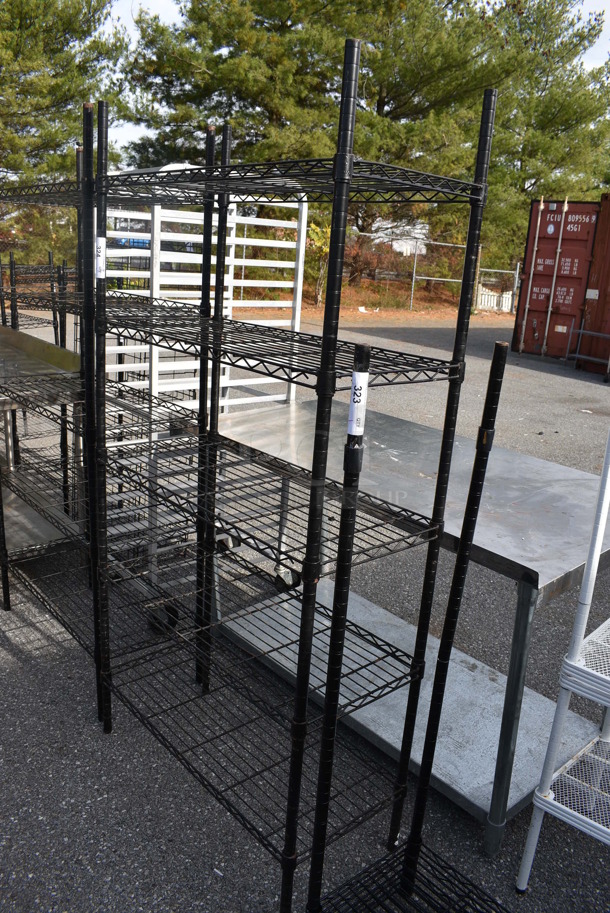 Black Finish 5 Tier Wire Shelving Unit. BUYER MUST DISMANTLE. PCI CANNOT DISMANTLE FOR SHIPPING. PLEASE CONSIDER FREIGHT CHARGES. 35.5x16x72 - Image 4 of 4