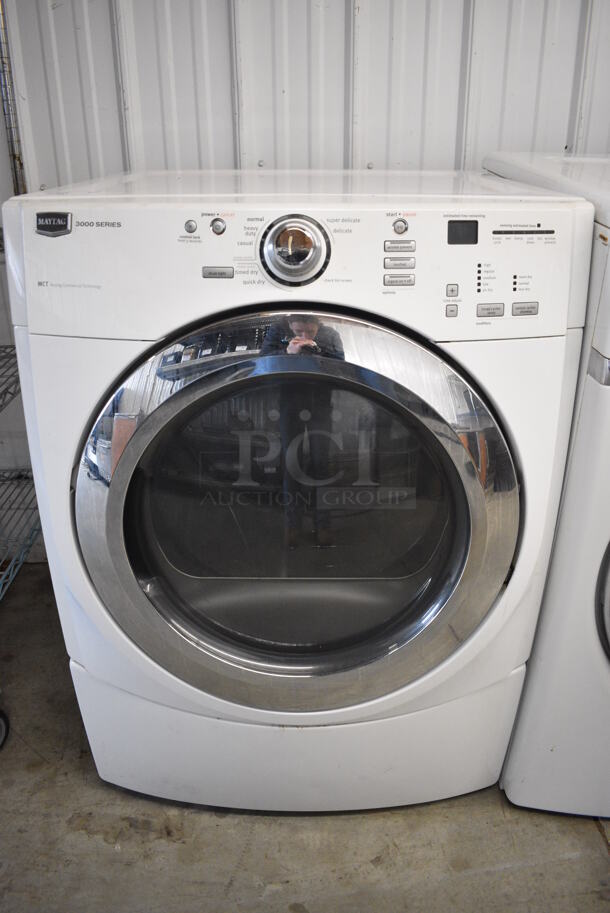 Maytag Model MEDE300VWD Front Load Dryer. 120/208-240 Volts, 1 Phase. 27x29x38