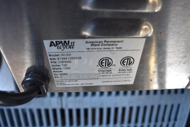 APW Wyott W-3VI Stainless Steel Commercial Countertop Food Warmer. 120 Volts, 1 Phase. 14.5x24x9.5. Tested and Working! - Image 6 of 6