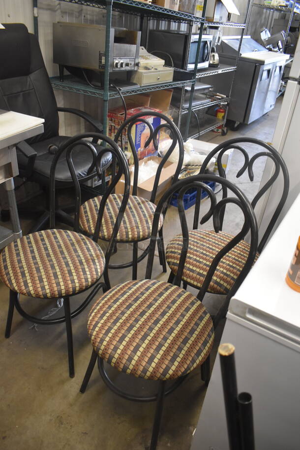 4 Black Bistro Dining Chairs with Circular Cushions. Some Pads May Need Reattached. Stock Picture - Cosmetic Condition May Vary. 4 Times Your Bid! - Image 3 of 3