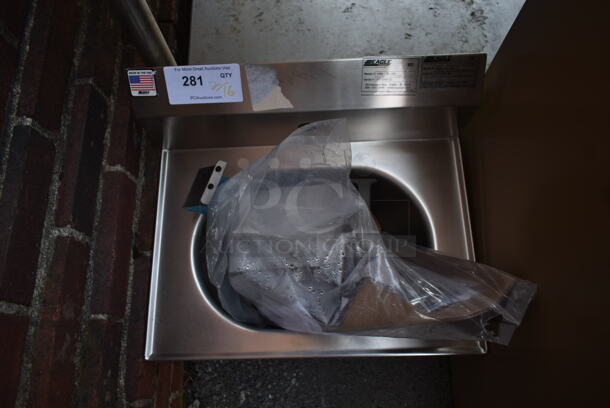 BRAND NEW SCRATCH AND DENT! Eagle HSA-10-FK Stainless Steel Commercial Single Bay Wall Mount Sink. - Image 2 of 5