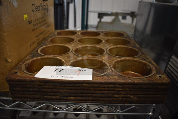7 Metal 12 Cup Muffin Baking Pans. 12x16x2. 7 Times Your Bid!