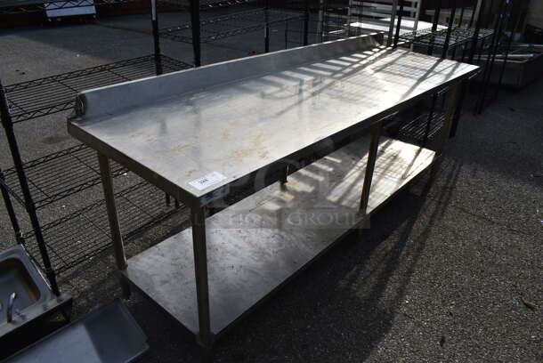 Stainless Steel Table w/ Back Splash and Under Shelf. 96x30x39 - Image 4 of 4