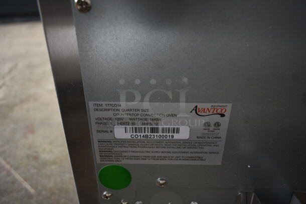 BRAND NEW SCRATCH AND DENT! Avantco 177CO14 Stainless Steel Commercial Countertop Electric Powered Quarter Size Convection Oven. 120 Volts, 1 Phase. Tested and Working! - Image 5 of 5