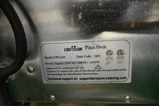 BRAND NEW SCRATCH AND DENT! 2024 Crosson CPO-320 Stainless Steel Commercial Countertop Electric Powered 2 Deck Pizza Oven w/ Cooking Stones. 120 Volts, 1 Phase. Tested and Working! - Image 5 of 5