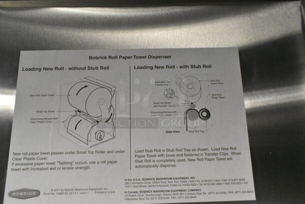 BRAND NEW SCRATCH AND DENT! Bobrick Stainless Steel Roll Paper Towel Dispenser. - Image 8 of 8