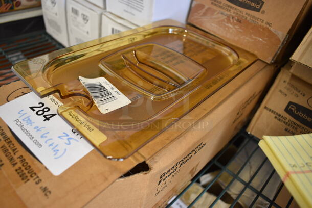 ALL ONE MONEY! Lot of 25 BRAND NEW IN BOX! Rubbermaid Amber Colored 1/4 Size Drop In Bin Lids - Image 2 of 3