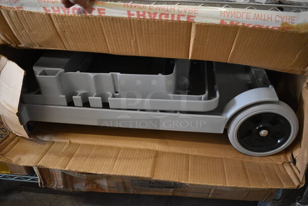 BRAND NEW IN BOX! Rubbermaid Gray Poly Cleaning Cart on Casters.  - Image 3 of 4