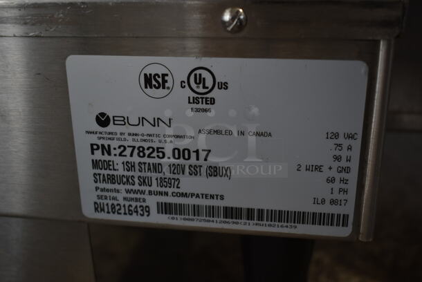 2017 Bunn 1SH STAND Stainless Steel Coffee Machine Stand w/ 2022 Bunn SH-S SERVER Coffee Satellite Server. 120 Volts, 1 Phase. Tested and Working! - Image 6 of 7